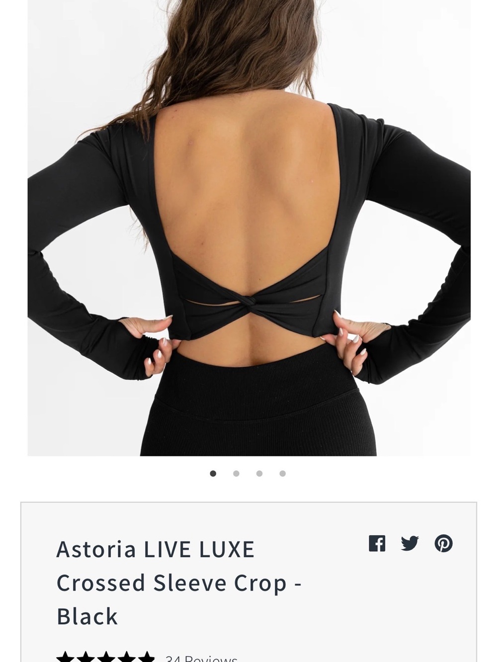 Astoria LIVE LUXE Black Backless Crossed-Sleeve Crop Top